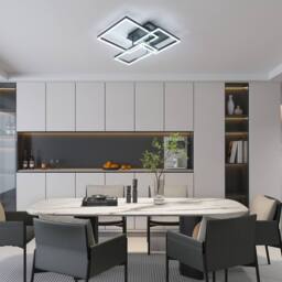 Goeco 48W Modern Square LED Ceiling Light, Dimmable Flush Mount w/ Remote in Black - thumbnail 9
