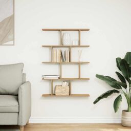 Berkfield Home Wall Cube Shelf 12 Compartments Artisian Oak Engineered Wood in Brown - thumbnail 3