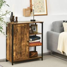 Costway Industrial Storage Cabinet Freestanding Cupboard Sideboard w/ 3 Shelves - thumbnail 2