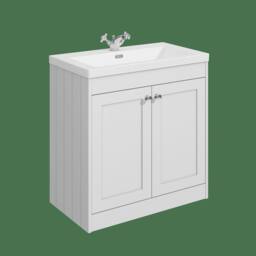 Balterley 800mm Floor Standing 2 Door Unit & Minimalist Basin 1 Tap Hole - White - thumbnail 1