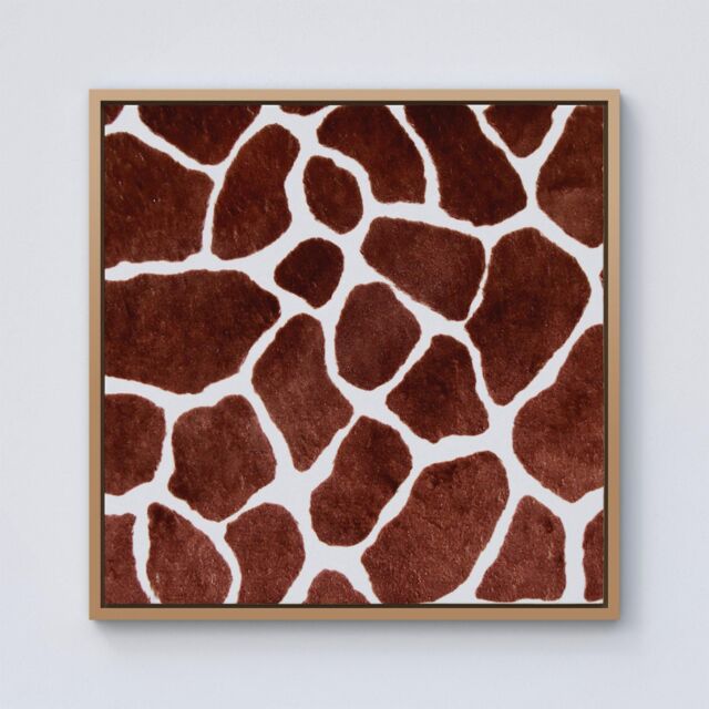 "Warren Reed - Designer Giraffe Spots Print Framed Canvas in Light Brown - Size: W30"" x H30""" - image 1