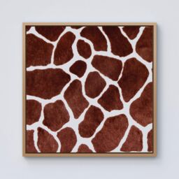 "Warren Reed - Designer Giraffe Spots Print Framed Canvas in Light Brown - Size: W30"" x H30""" - thumbnail 1