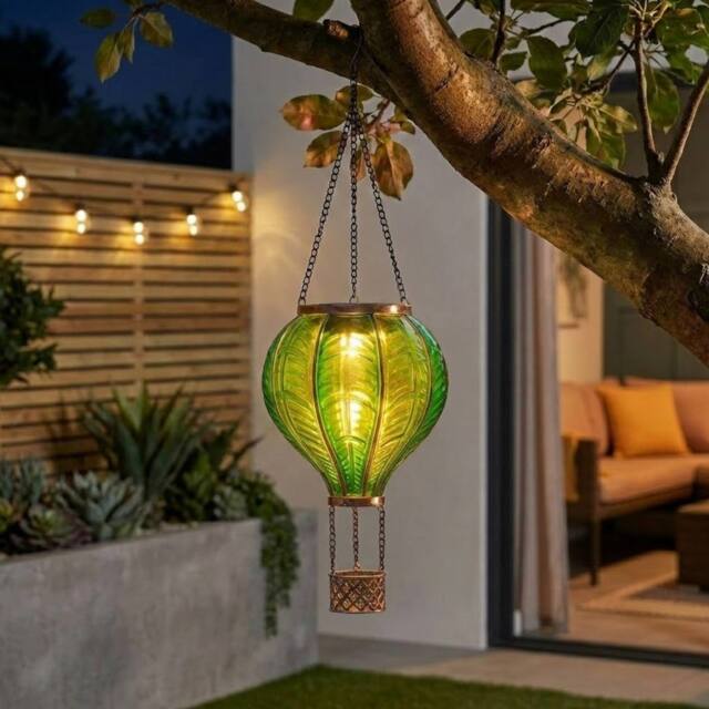 Garden Greatness Emerald Hanging Solar Hot Air Balloon in Green - Size: 1 Pack - image 1