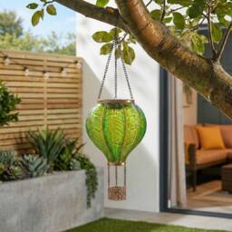 Garden Greatness Emerald Hanging Solar Hot Air Balloon in Green - Size: 1 Pack - thumbnail 2