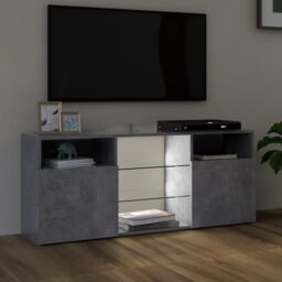 Berkfield Home TV Cabinet with LED Lights Concrete Grey 120x30x50 cm - Size: 120 x 30 x 50 cm - thumbnail 5