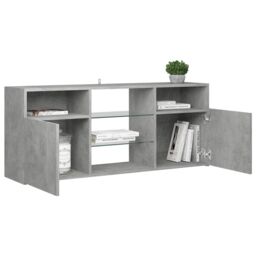 Berkfield Home TV Cabinet with LED Lights Concrete Grey 120x30x50 cm - Size: 120 x 30 x 50 cm - thumbnail 6