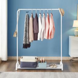 House of Home Clothes Rail Garment Rack Shoe Storage Shelf Adjustable Feet Easy Assembly White - thumbnail 3