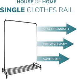 House of Home Clothes Rail Garment Rack Shoe Storage Shelf Adjustable Feet Easy Assembly White - thumbnail 6