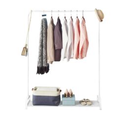 House of Home Clothes Rail Garment Rack Shoe Storage Shelf Adjustable Feet Easy Assembly White - thumbnail 4