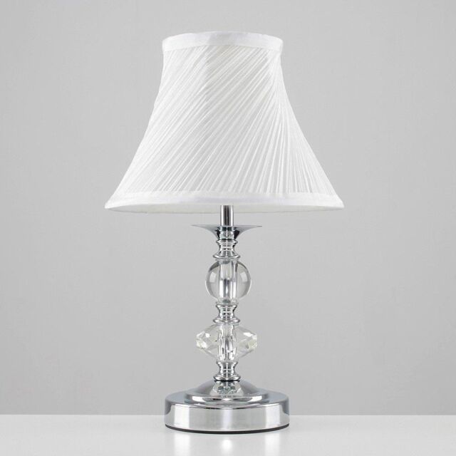 ValueLights Jaigier Pair of Silver Table Lamps Touch On/Off - image 1