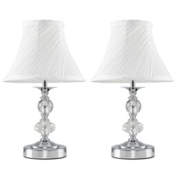 ValueLights Jaigier Pair of Silver Table Lamps Touch On/Off - thumbnail 2