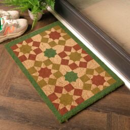 Artsy Mats Green Moroccan Tile Pattern Coir Doormat (60 x 40cm) in Brown - Size: 40 cm x 60 cm - thumbnail 2