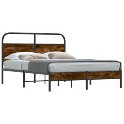 Berkfield Home Bed Frame Without Mattress 120x200 cm Smoked Oak Engineered Wood in Brown - Size: Small Double - thumbnail 4
