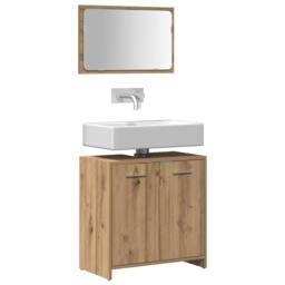 Berkfield Home Durable Bathroom Cabinet with Mirror Artisan Oak Engineered Wood in Brown - thumbnail 1