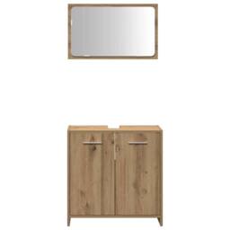 Berkfield Home Durable Bathroom Cabinet with Mirror Artisan Oak Engineered Wood in Brown - thumbnail 4