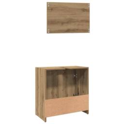 Berkfield Home Durable Bathroom Cabinet with Mirror Artisan Oak Engineered Wood in Brown - thumbnail 7