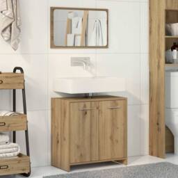 Berkfield Home Durable Bathroom Cabinet with Mirror Artisan Oak Engineered Wood in Brown - thumbnail 2