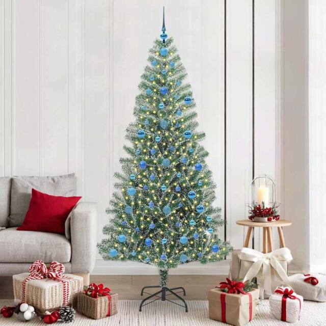 Berkfield Home Artificial Christmas Tree Snow Flocked with LED Light 210 cm in Green - image 1