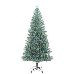 Berkfield Home Artificial Christmas Tree Snow Flocked with LED Light 210 cm in Green - thumbnail 4