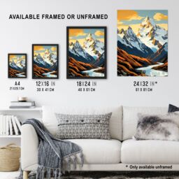 Artery8 Aoraki Mount Cook Artwork National Park New Zealand Snow Peaked Mountain Cloud Piercer Unframed Wall Art Print Poster Home Decor Premium - thumbnail 3