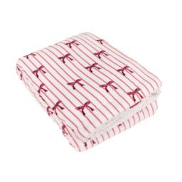 Furn Noortje Bows Sherpa Fleece Throw in Pink - Size: 130 cm x 180 cm - thumbnail 2