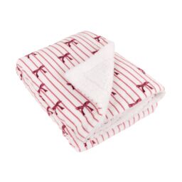 Furn Noortje Bows Sherpa Fleece Throw in Pink - Size: 130 cm x 180 cm - thumbnail 3