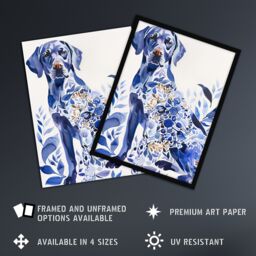 "Artery8 Dog Lover Labrador With Ornate Floral Pattern Fur Wall Art Print in Blue - Size: W24"" x H32""" - thumbnail 2