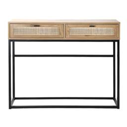 CALICOSY 2-Drawer Console Table With Rattan Cane, 100Cm Wide - JAYA in Light Brown - thumbnail 1