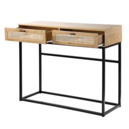 CALICOSY 2-Drawer Console Table With Rattan Cane, 100Cm Wide - JAYA in Light Brown - thumbnail 8