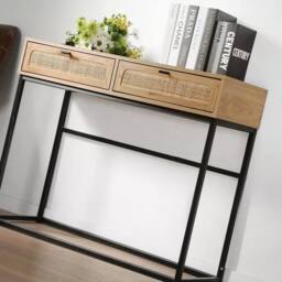 CALICOSY 2-Drawer Console Table With Rattan Cane, 100Cm Wide - JAYA in Light Brown - thumbnail 3