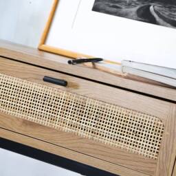 CALICOSY 2-Drawer Console Table With Rattan Cane, 100Cm Wide - JAYA in Light Brown - thumbnail 7