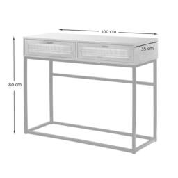 CALICOSY 2-Drawer Console Table With Rattan Cane, 100Cm Wide - JAYA in Light Brown - thumbnail 4