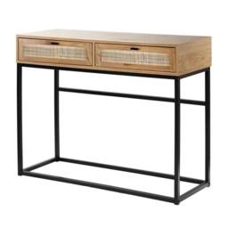 CALICOSY 2-Drawer Console Table With Rattan Cane, 100Cm Wide - JAYA in Light Brown - thumbnail 5