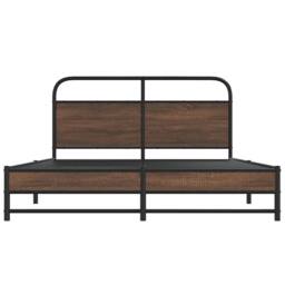 Berkfield Home Metal Bed Frame without Mattress Brown Oak 160x200 cm - thumbnail 5