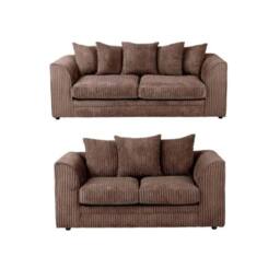 SNUG FURNITURE BIRMINGHAM LTD Camden Jumbo Cord 3+2 Sofa Set in Chocolate