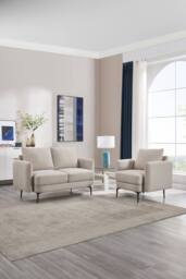 More4Homes Sofia 1+2 Seater Fabric Sofa Set in Beige - thumbnail 1