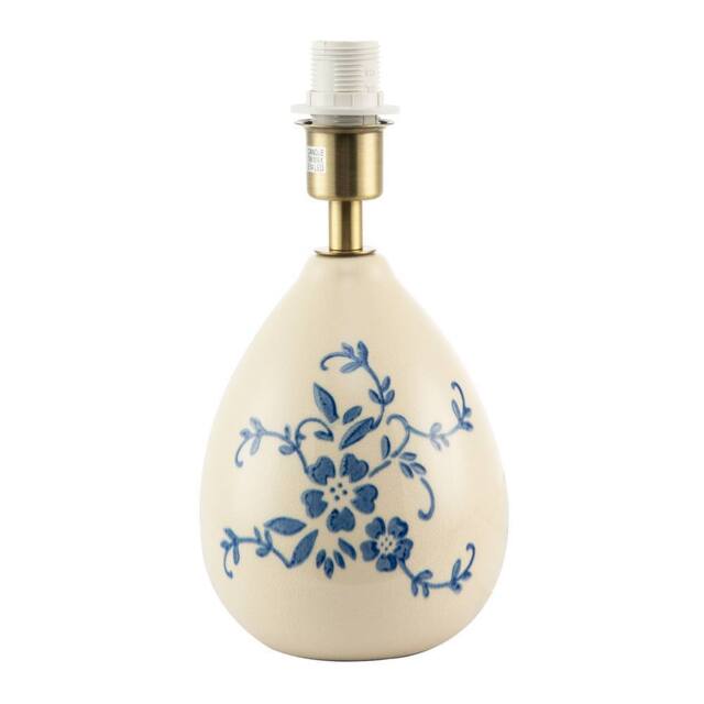 Happy Homewares Hand Painted Blue Floral Themed Ceramic Table Lamp Base with Switch - image 1