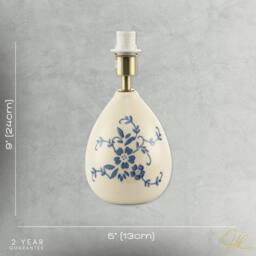 Happy Homewares Hand Painted Blue Floral Themed Ceramic Table Lamp Base with Switch - thumbnail 7