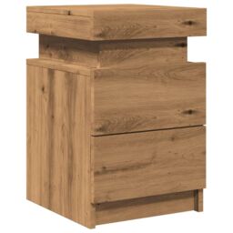 Berkfield Home Bedside Cabinets with LED 2 pcs Artisian Oak 35x39x55 cm Engineered Wood in Brown - Size: 35 x 39 x 55 cm - thumbnail 6