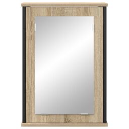 Berkfield Home Mirror Cabinet Natural Oak Particle board, glass, metal Medium in Beige - thumbnail 5