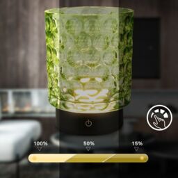 BRILONER 2 Pack Green 2W Rechargeable Touch Glass LED Table Lamp - thumbnail 2
