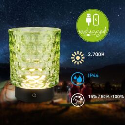 BRILONER 2 Pack Green 2W Rechargeable Touch Glass LED Table Lamp - thumbnail 8