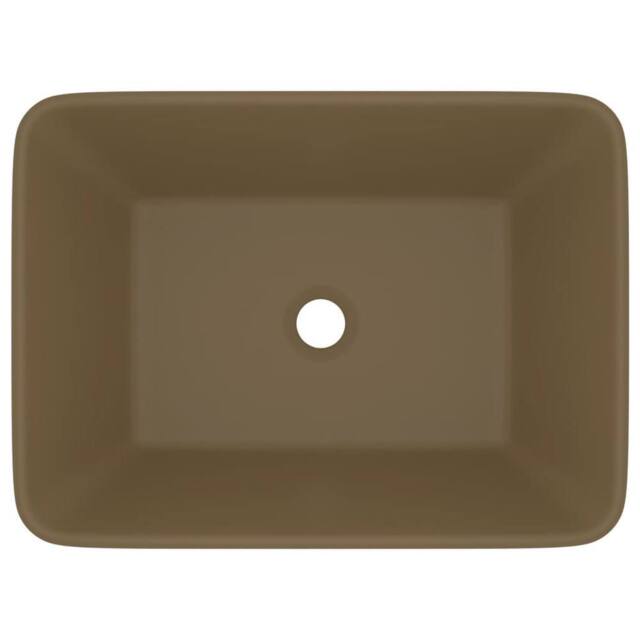 Berkfield Home Luxury Wash Basin Matt Cream 41x30x12 cm Ceramic in Khaki - Size: 41 x 30 x 12 cm - image 1