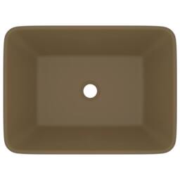 Berkfield Home Luxury Wash Basin Matt Cream 41x30x12 cm Ceramic in Khaki - Size: 41 x 30 x 12 cm