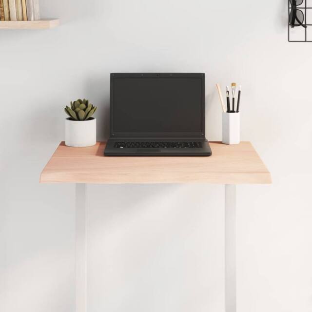 Berkfield Home Table Top 60x60x2 cm Untreated Solid Wood Oak Live Edge in Natural - Size: 60 x 60 x 2 cm - image 1
