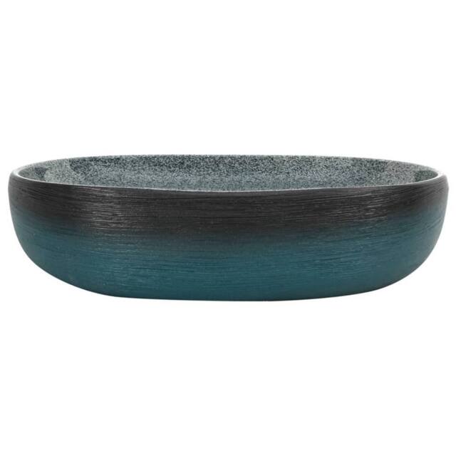 Berkfield Home Durable Countertop Basin Turquoise Oval 59x40x14 cm Ceramic in Teal - Size: 59 x 40 x 14 cm - image 1