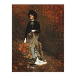 Artery8 Winslow Homer Autumn Oil Painting Woman Portrait Framed Wall Art Print in White - Size: A4 - thumbnail 3