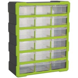 Loops 375 x 165 x 470mm 18 Drawer Parts Cabinet - GREEN - Wall Mounted / Standing Box - thumbnail 5