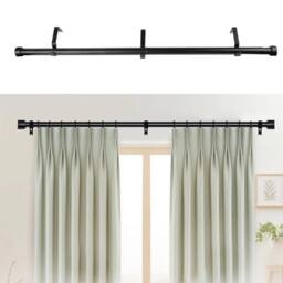 "NESTLUNE 60-120"" Extendable Metal Curtain Pole in Black - Size: 100 cm - 150 cm" - thumbnail 2