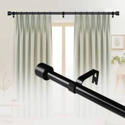 "NESTLUNE 60-120"" Extendable Metal Curtain Pole in Black - Size: 100 cm - 150 cm" - thumbnail 5